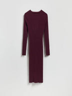Rippstrickkleid aus Viskose in Rotbraun
