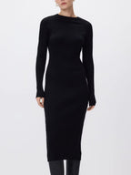 Rippstrickkleid aus Viskose in Schwarz