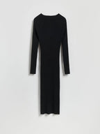 Rippstrickkleid aus Viskose in Schwarz